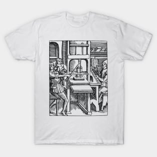 Vintage Printing Press Illustration T-Shirt